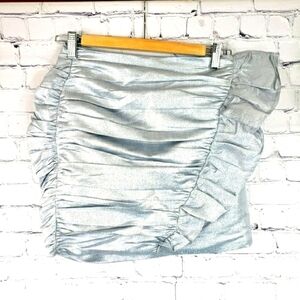 TCEC Mini Skirt Metallic Silver Ruffle Size S